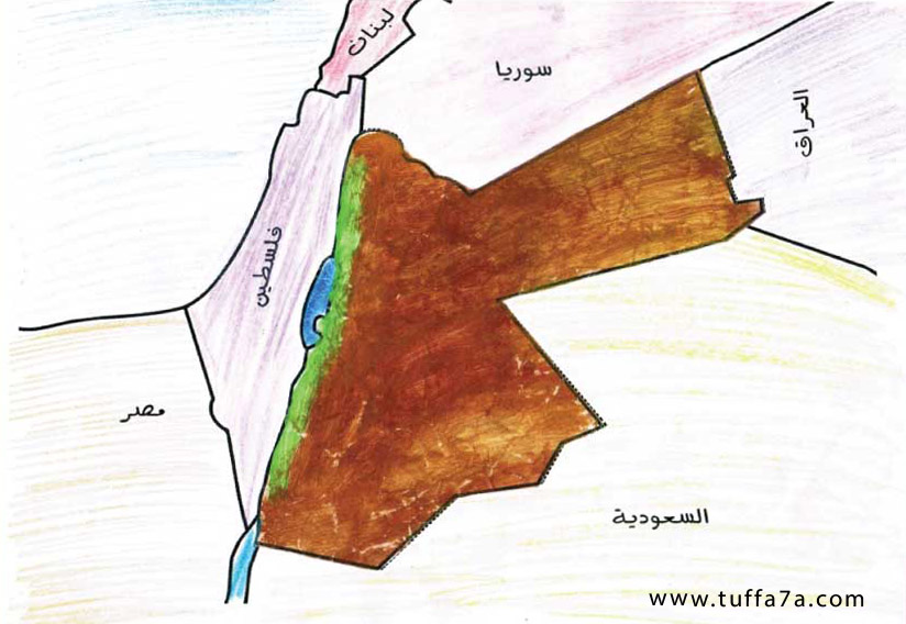 خريطة الأردن الطبيعية